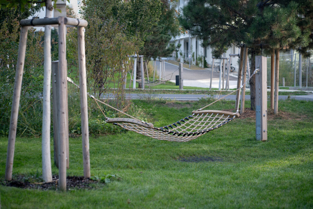 Net hammock in the green area